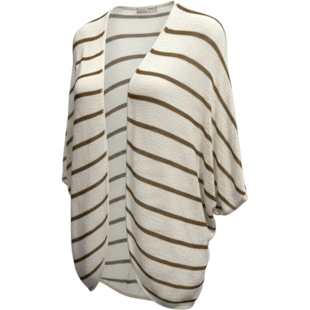 SAY WHAT Womens Open Front Short Sleeve Ribbed Knit Cardigan Sweater Small Brown